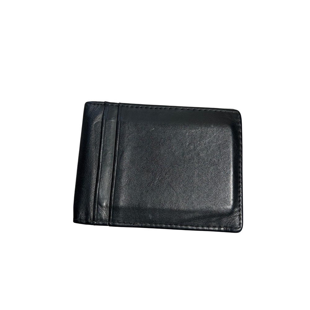Baborry Mens Black Leather Bifold Money Clip Wallet with ID Window Slim Design